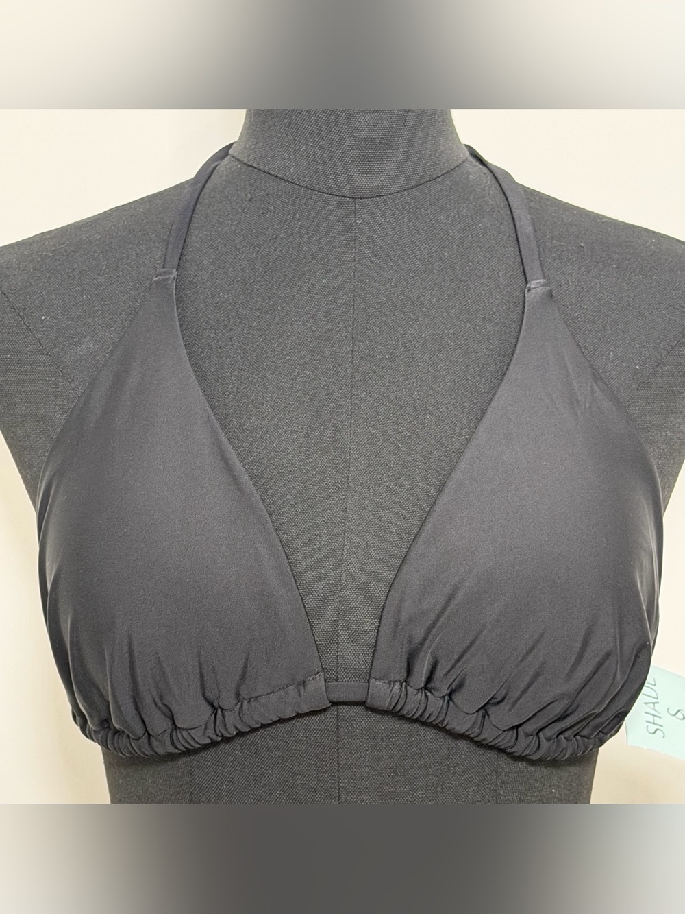 Shade & Shore Black Triangle Halter Bikini Top Size L 12-14 NWT